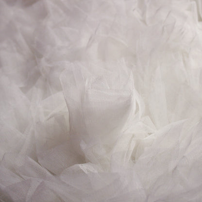 3D Tulle Embroidered with Large Flowers and Rouches