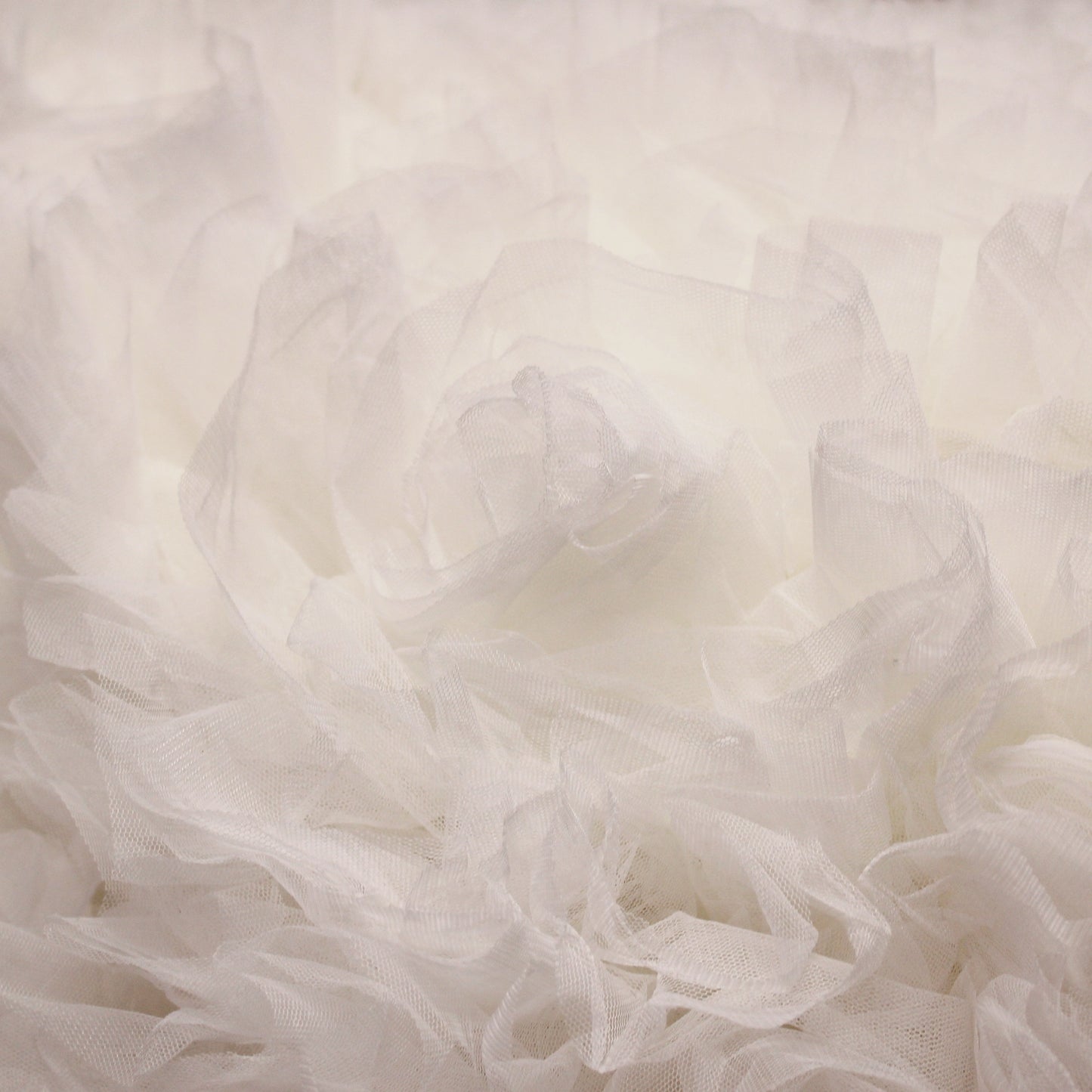 3D Tulle Embroidered with Large Flowers and Rouches
