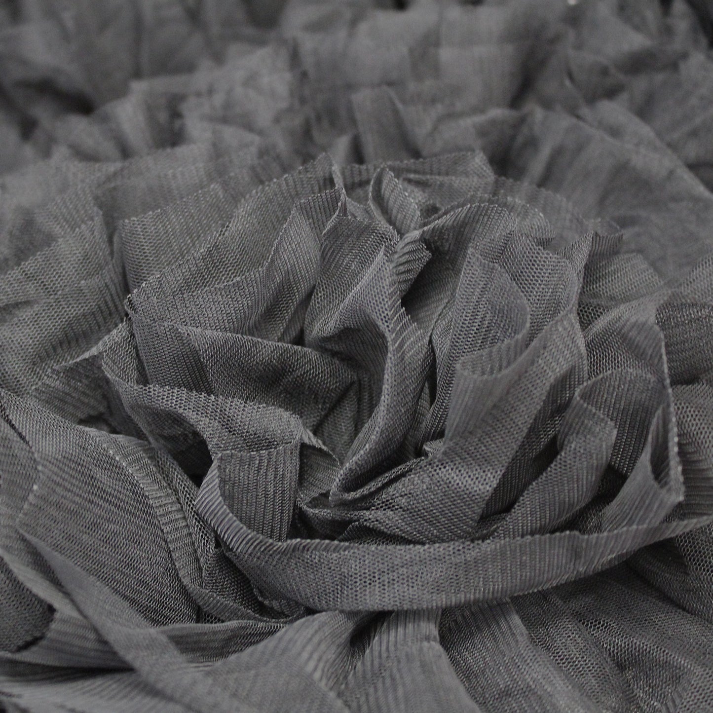 3D Tulle Embroidered with Large Flowers and Rouches