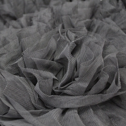 3D Tulle Embroidered with Large Flowers and Rouches