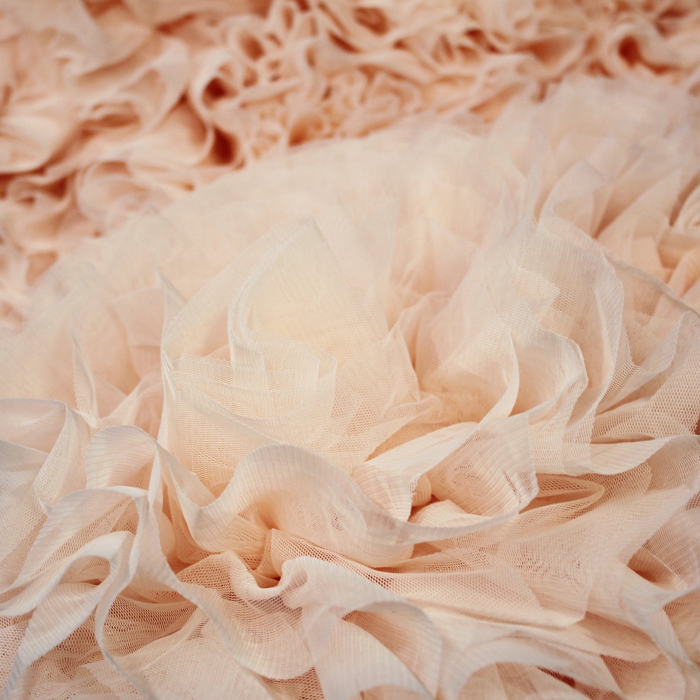 3D Tulle Embroidered with Large Flowers and Rouches