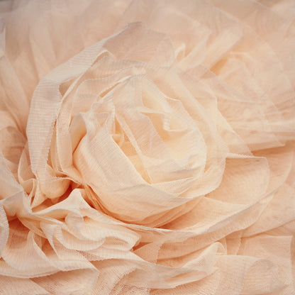 3D Tulle Embroidered with Large Flowers and Rouches
