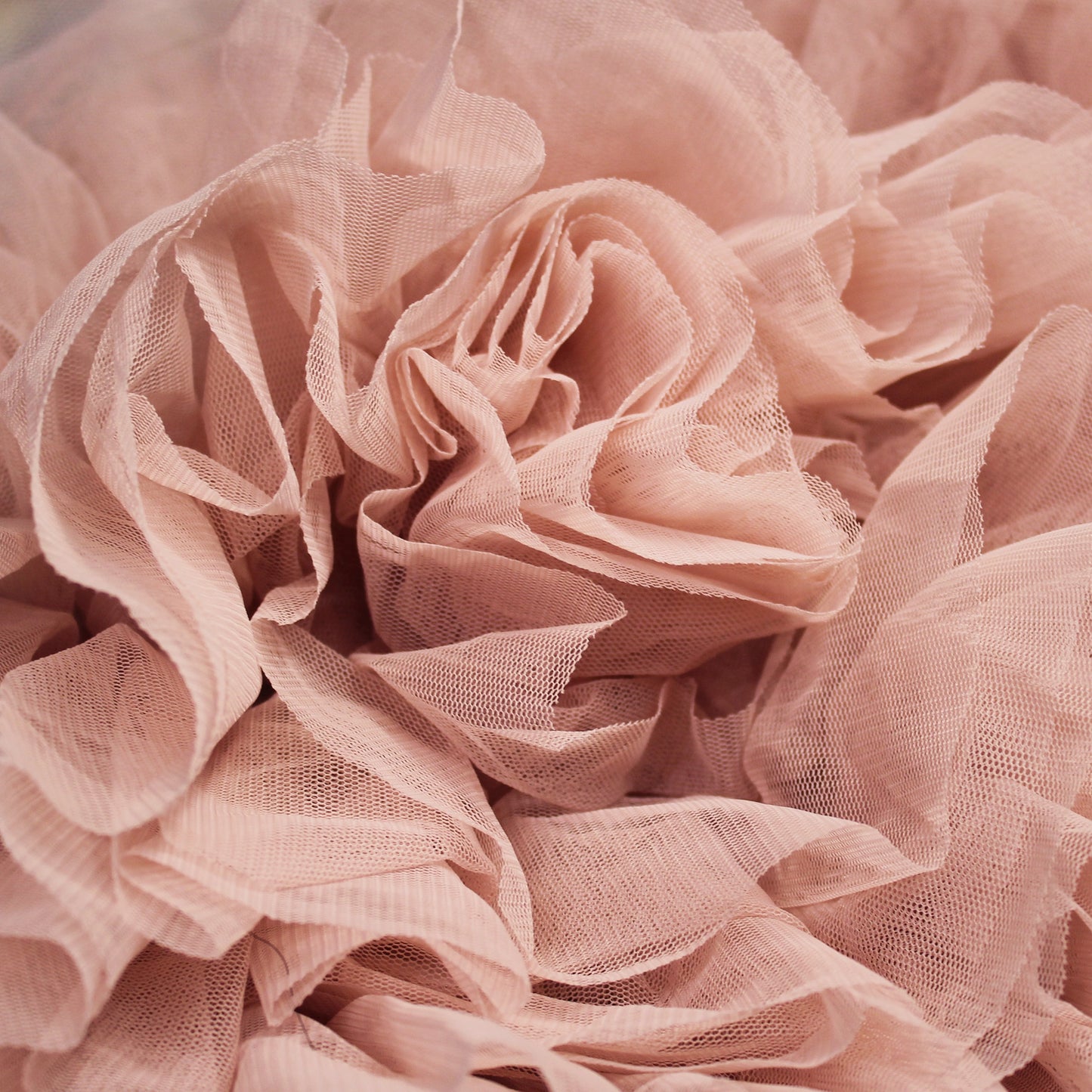 3D Tulle Embroidered with Large Flowers and Rouches