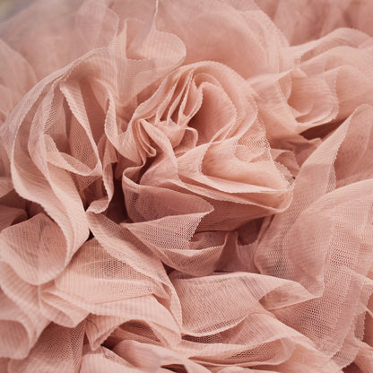 3D Tulle Embroidered with Large Flowers and Rouches