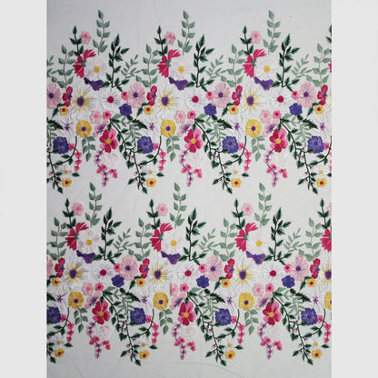 Tulle Ricamato con Fiori a Rilievo Multicolor