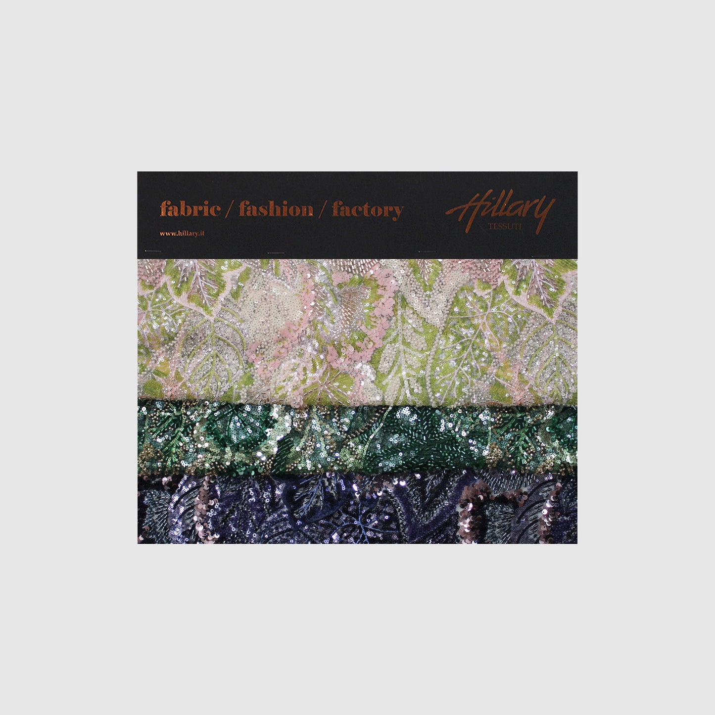 Embroidered Tulle with Full-Field Leaves, Multicolor Paillettes, and Corals Sample
