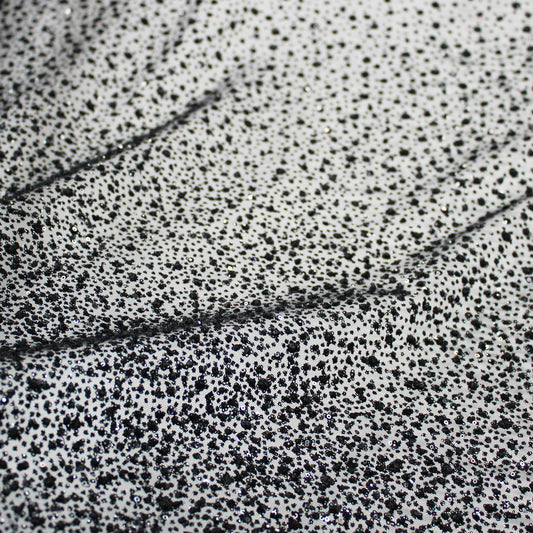 Embroidered Glitter Tulle with Double Border, 3D Puffy Degradé & Sequins