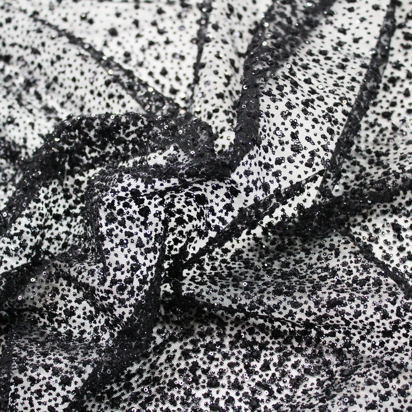 Tulle Ricamato Glitter Doppio Bordo Degradè 3D Puffy e Paillettes