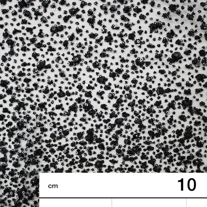 Tulle Ricamato Glitter Doppio Bordo Degradè 3D Puffy e Paillettes