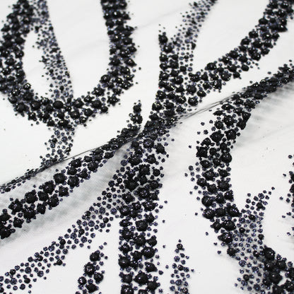 Tulle Ricamato Glitter con Intreccio di Onde
