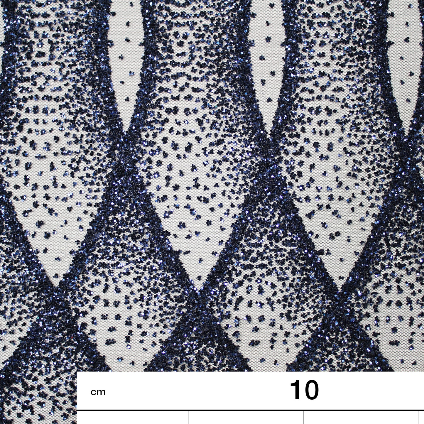 Embroidered Glitter Tulle with Regular Wave Weave and Geometric Pattern