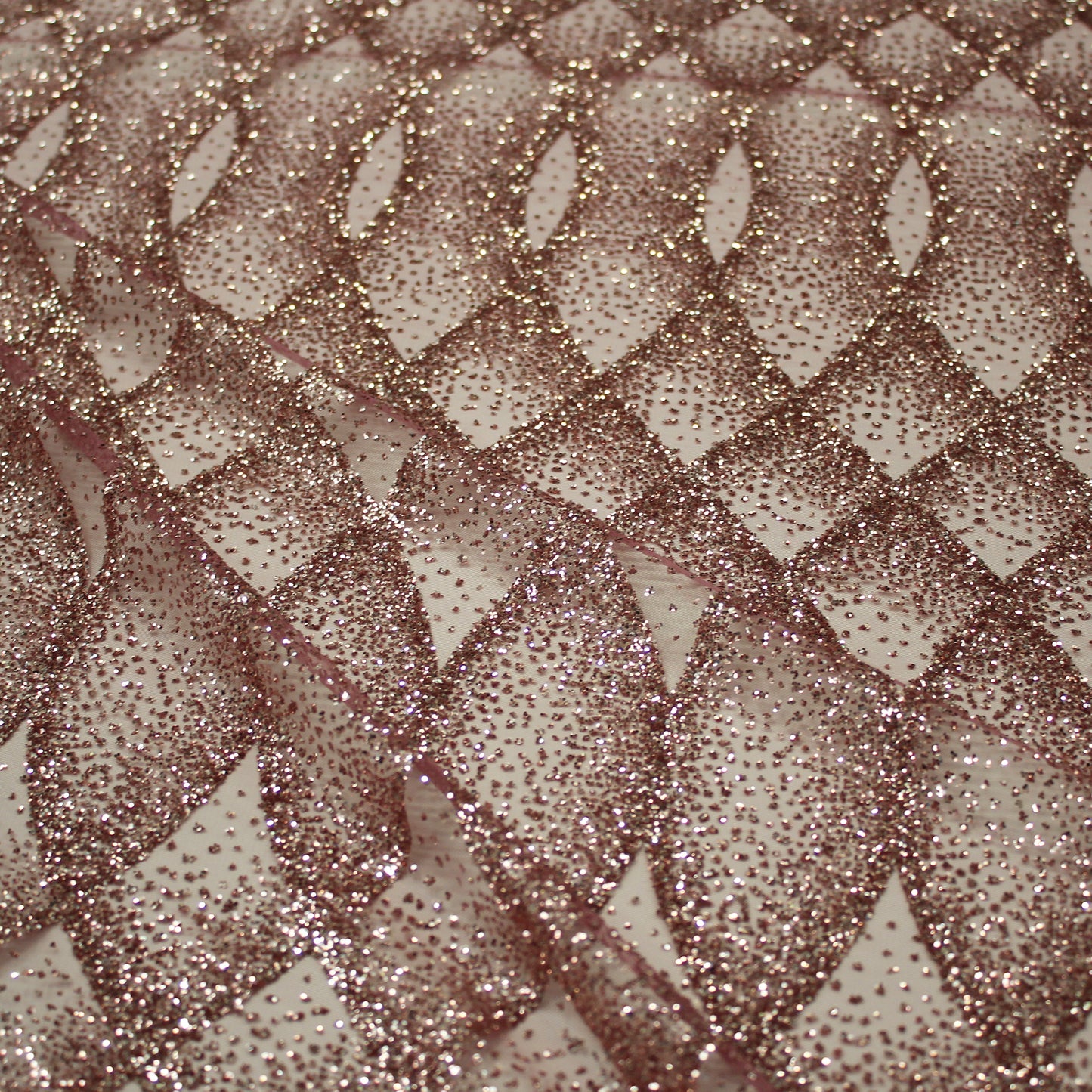 Embroidered Glitter Tulle with Regular Wave Weave and Geometric Pattern