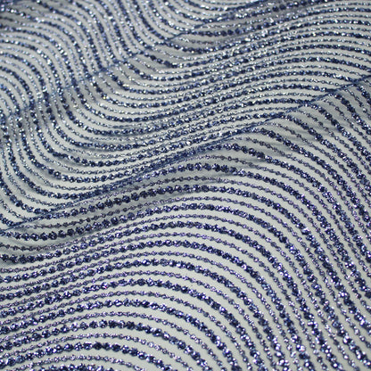Tulle Ricamato Glitter con Onde