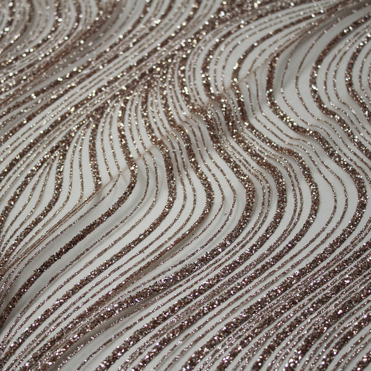 Embroidered Glitter Tulle with Irregular Waves