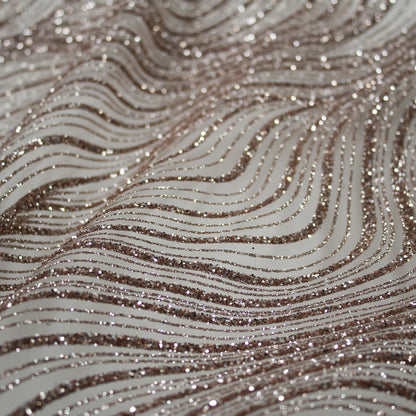 Tulle Ricamato Glitter con Onde Irregolari