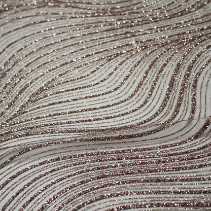 Tulle Ricamato Glitter con Onde Irregolari