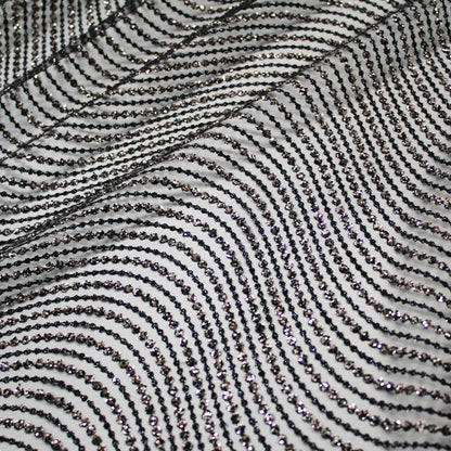 Tulle Ricamato Glitter con Onde