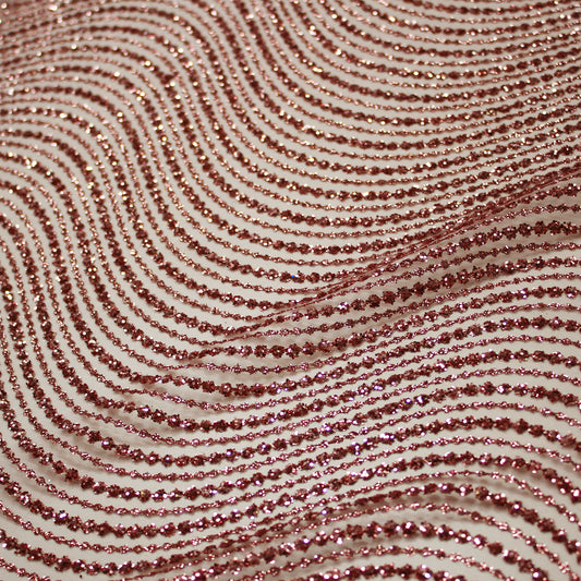 Embroidered Glitter Tulle with Waves