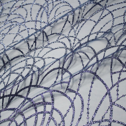 Tulle Ricamato Glitter con Scarabocchio di Intrecci Linee Curve Circolari