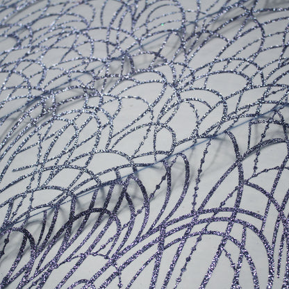 Tulle Ricamato Glitter con Scarabocchio di Intrecci Linee Curve Circolari