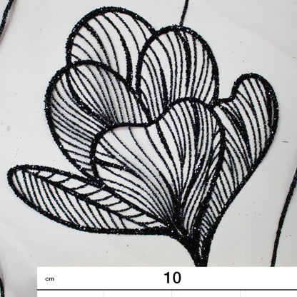 Embroidered Glitter Tulle with Large Tulips