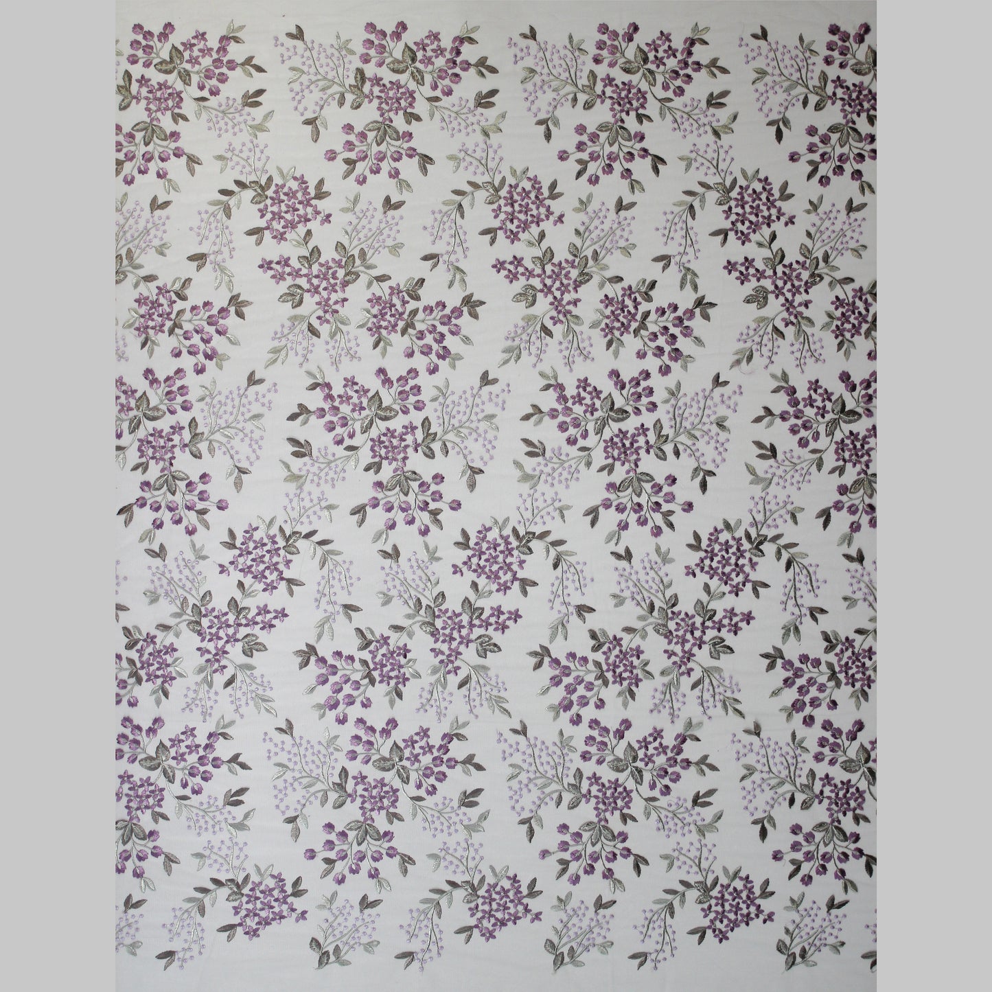 Tulle Ricamato Lavanda Fiori Piccoli Lurex