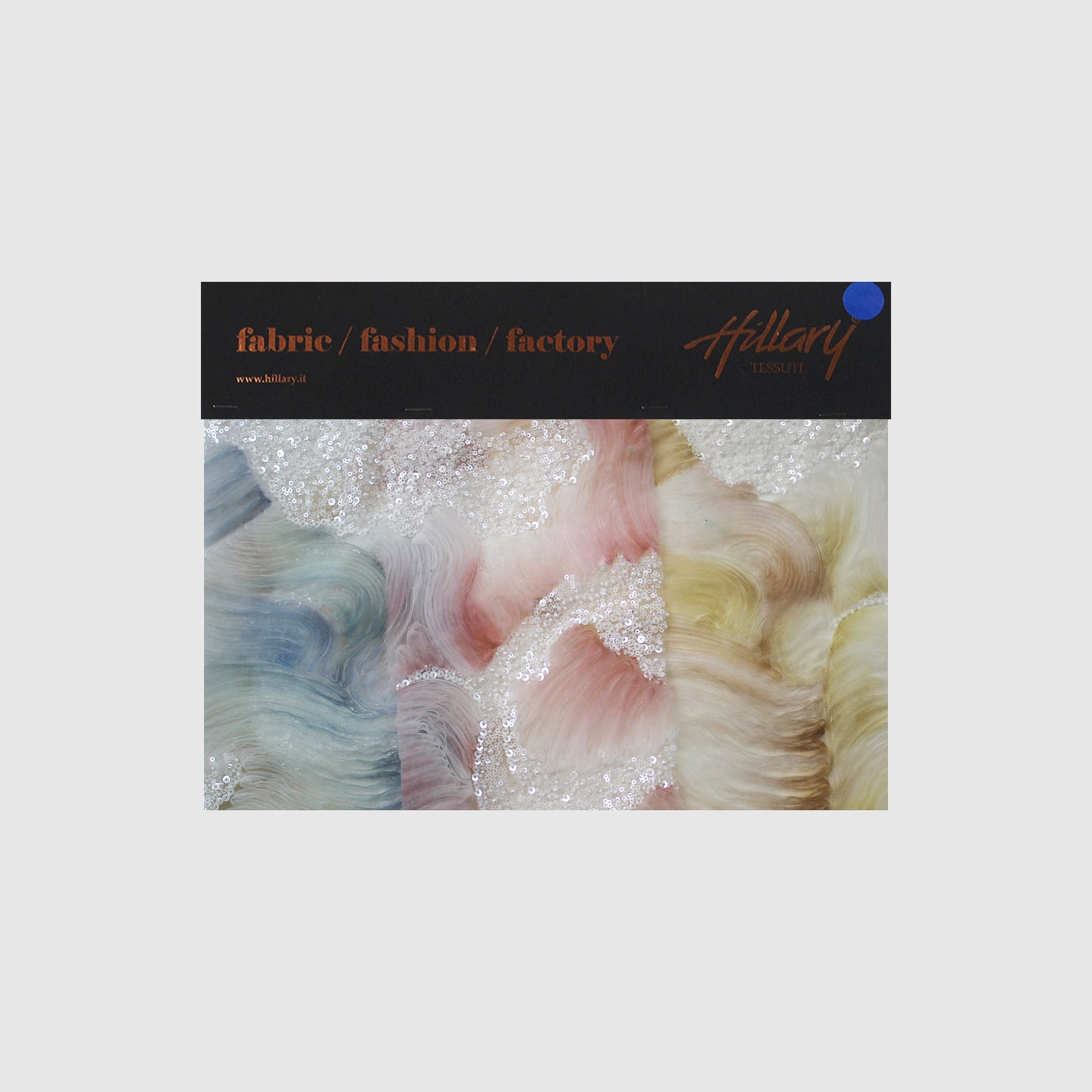 Cartella Tulle Ricamato con Motivo ad Onde in Tulle, Paillettes e Coralli