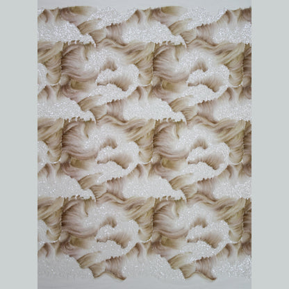 Tulle Ricamato con Motivo ad Onde, Tulle, Paillettes e Coralli