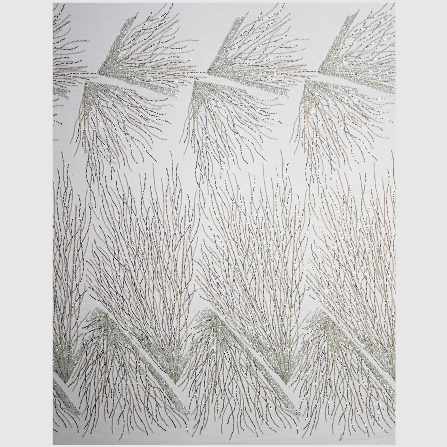 Embroidered Tulle with Multicolor Sequins and Natural Branches Pattern