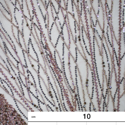 Embroidered Tulle with Multicolor Sequins and Natural Branches Pattern