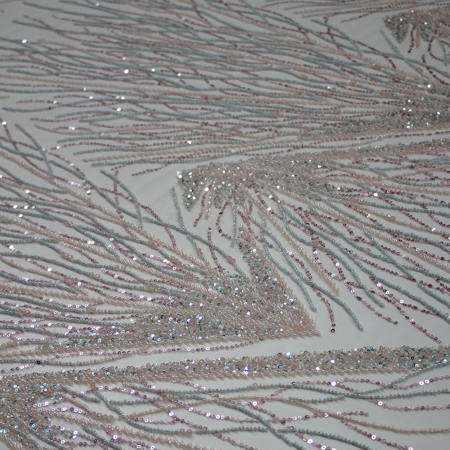 Embroidered Tulle with Multicolor Sequins and Natural Branches Pattern