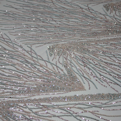 Embroidered Tulle with Multicolor Sequins and Natural Branches Pattern