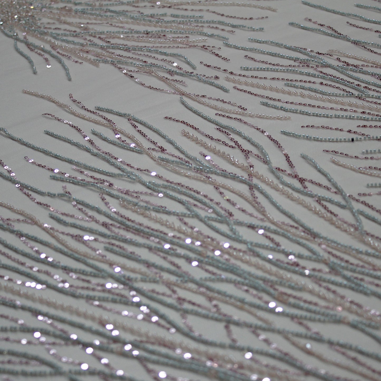 Embroidered Tulle with Multicolor Sequins and Natural Branches Pattern
