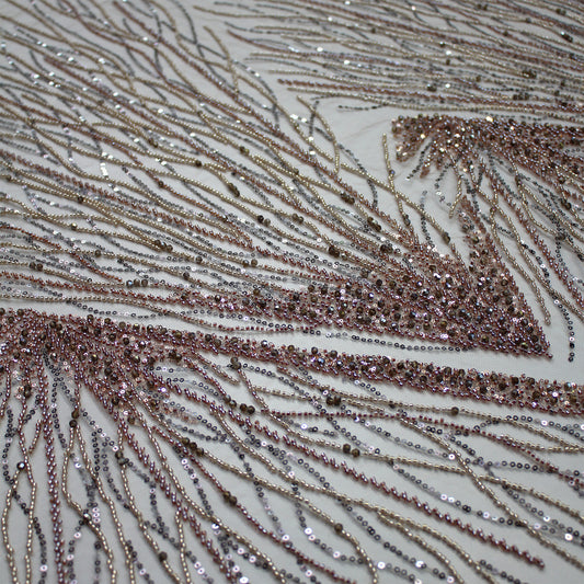 Embroidered Tulle with Multicolor Sequins and Natural Branches Pattern