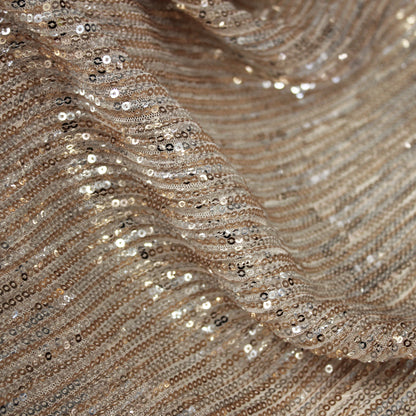 Embroidered Tulle with Full-Field Vertical Sequin Stripes