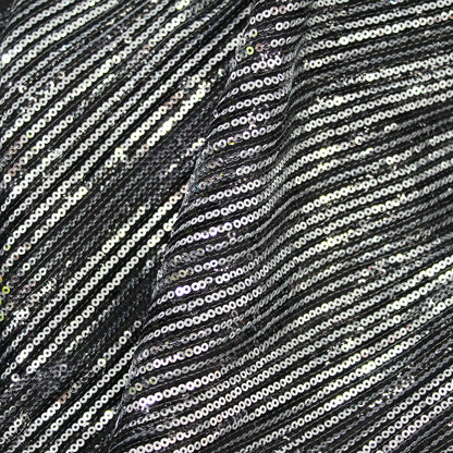 Embroidered Tulle with Full-Field Vertical Sequin Stripes