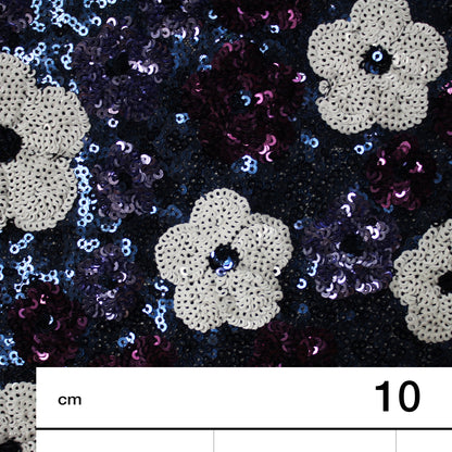 Sequin Embroidered Tulle with Full Coverage and Multicolor Flowers