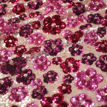 Sequin Embroidered Tulle with Full Coverage and Multicolor Flowers