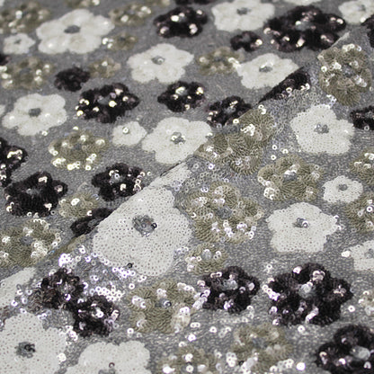 Sequin Embroidered Tulle with Full Coverage and Multicolor Flowers
