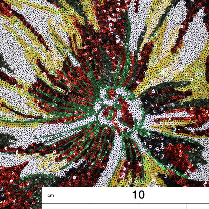 Embroidered Tulle with Multicolor Sequins and Large Flowers
