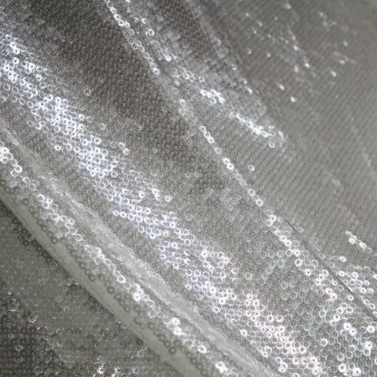 Tulle Ricamato con Paillettes a Campo Pieno Tono su Tono