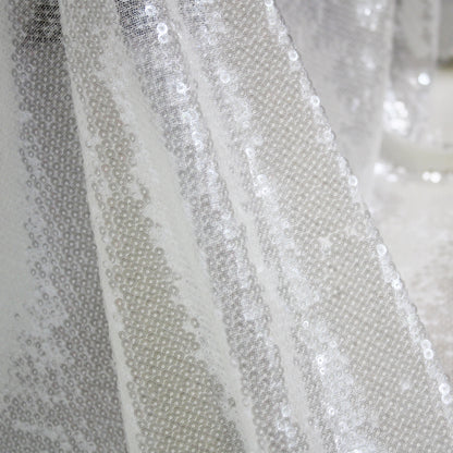 Tulle Ricamato con Paillettes a Campo Pieno Tono su Tono