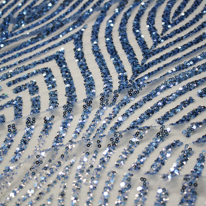 Tulle Ricamato Paillettes e Coralli con Effetto Arabesco