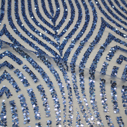 Tulle Ricamato Paillettes e Coralli con Effetto Arabesco