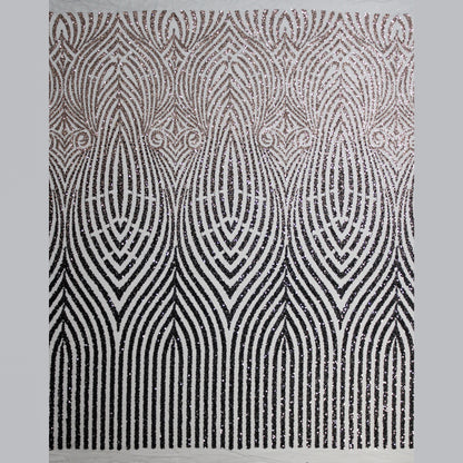 Tulle Ricamato Paillettes e Coralli con Effetto Arabesco