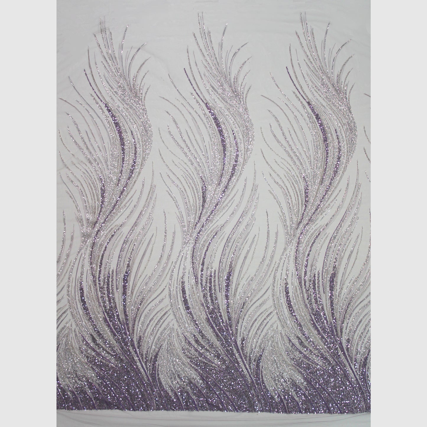 Tulle Ricamato Paillettes e Coralli con Effetto Ramato, Coda di Sirena