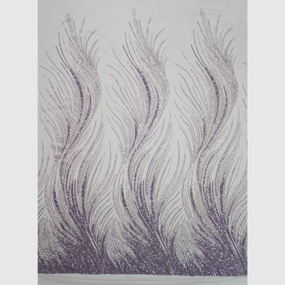 Tulle Ricamato Paillettes e Coralli con Effetto Ramato, Coda di Sirena