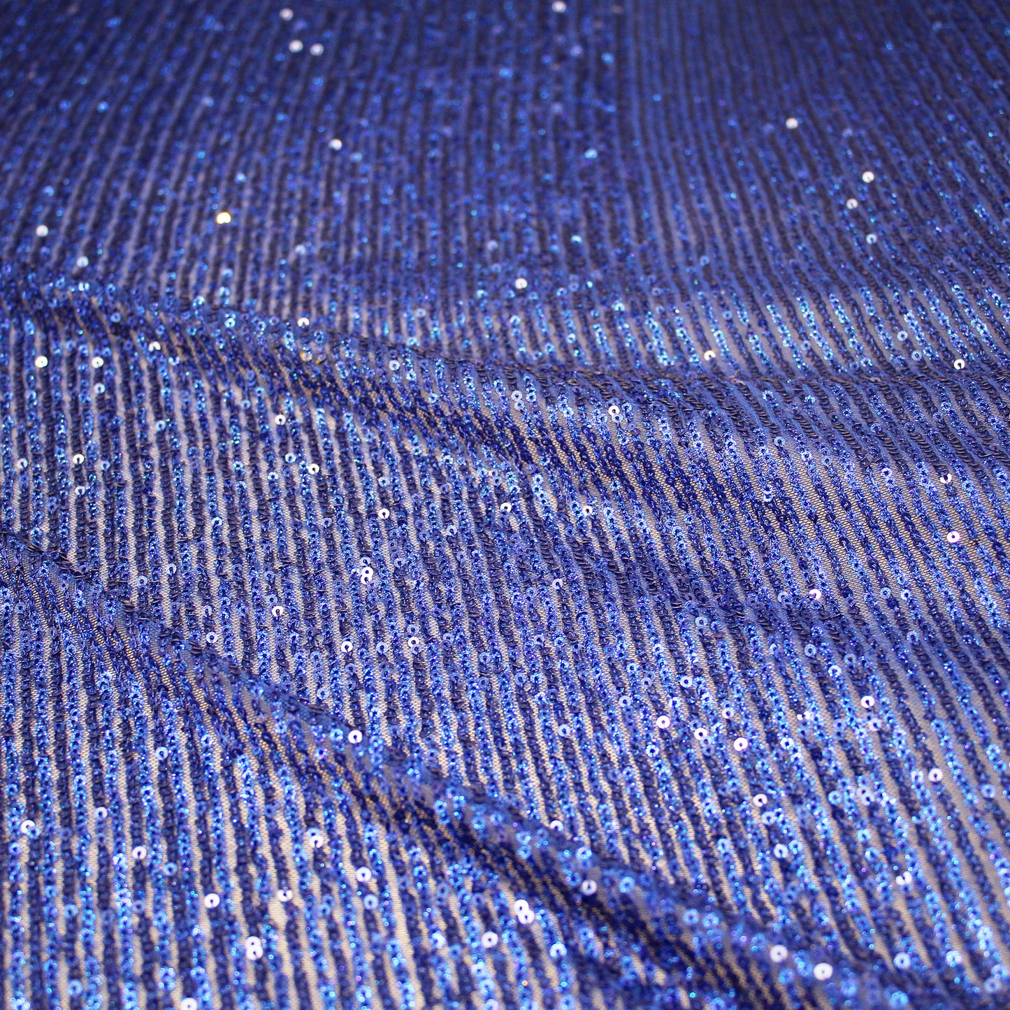Embroidered Tulle with Small Vertical Iridescent Sequins