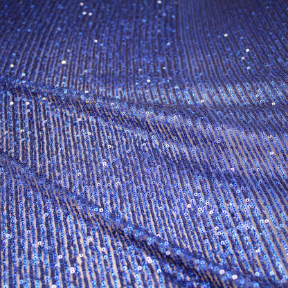 Embroidered Tulle with Small Vertical Iridescent Sequins