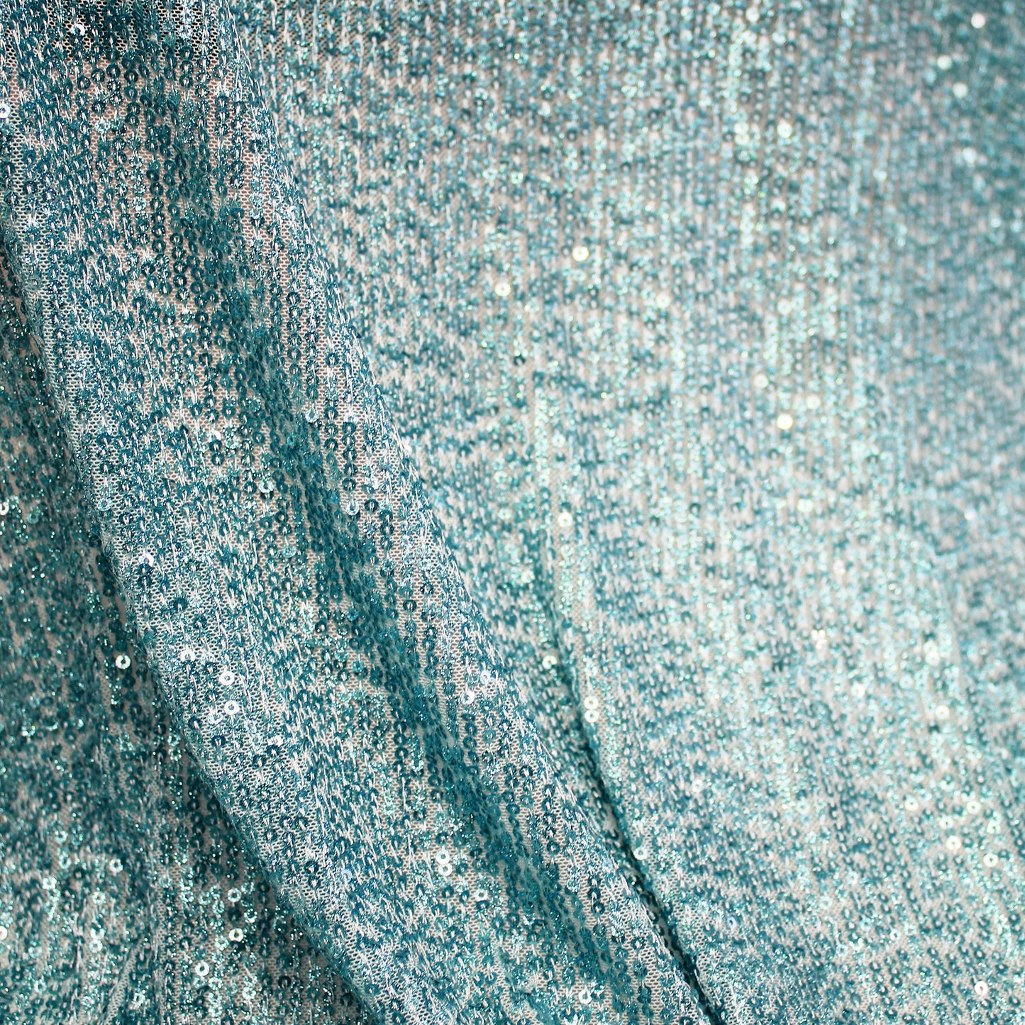 Embroidered Tulle with Small Vertical Iridescent Sequins